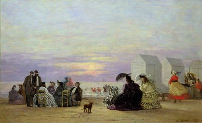 Beach Scene, Evening by Eugene Louis Boudin